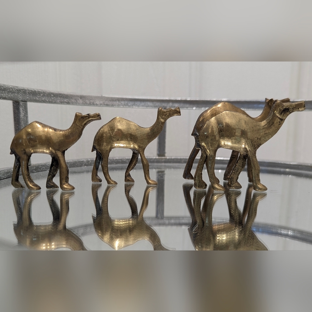 Vintage Family of Brass Camels